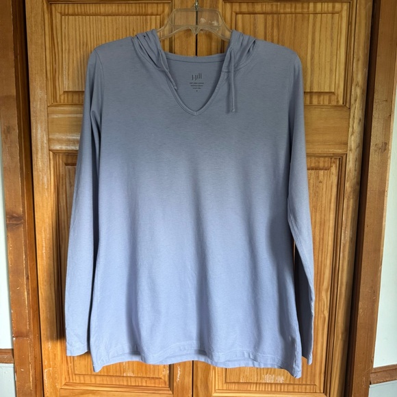 J. Jill Soft Gray Jersey Hoodie - Picture 1 of 9